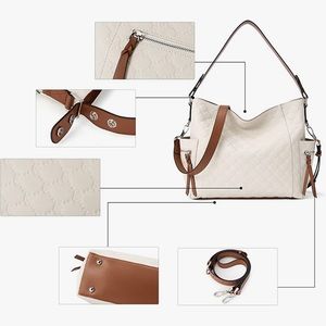 Genuine Leather Hobo bag - beautiful cream color with 2 leather handles